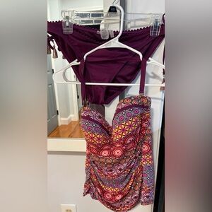 Purple and Multicolor Women's Swimwear